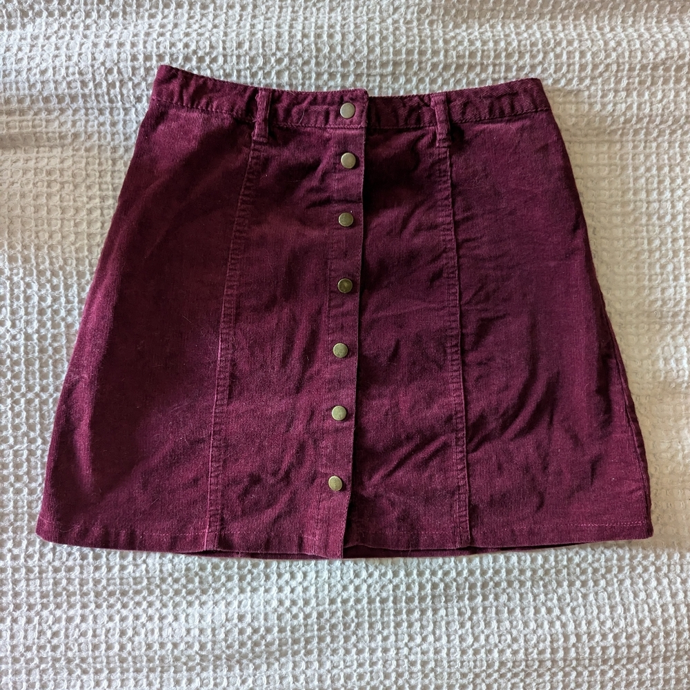 Forever 21 Burgundy Corduroy Skirt